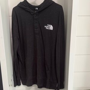 The North Face Black Hooded Henley with Chest Logo